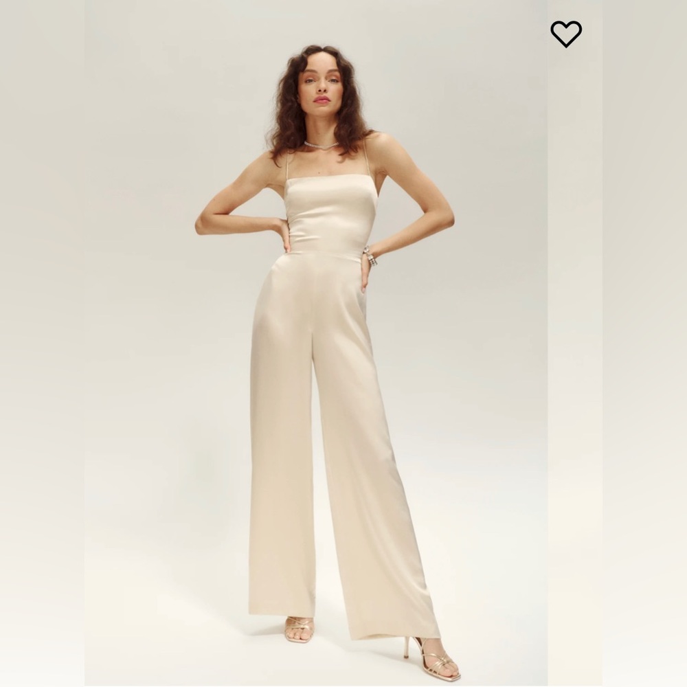 Reformation sage silk jumpsuit